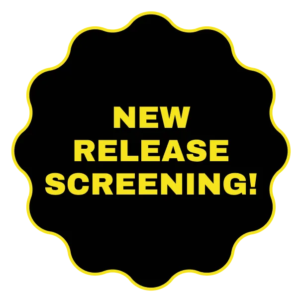 Sticker noting this is a new release screening.